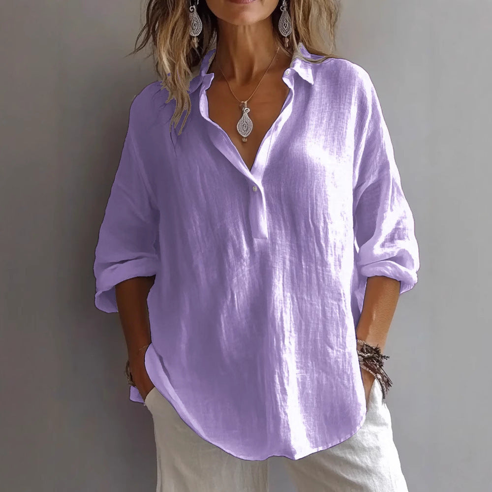 Chemise Lin Femme Manches Larges Été