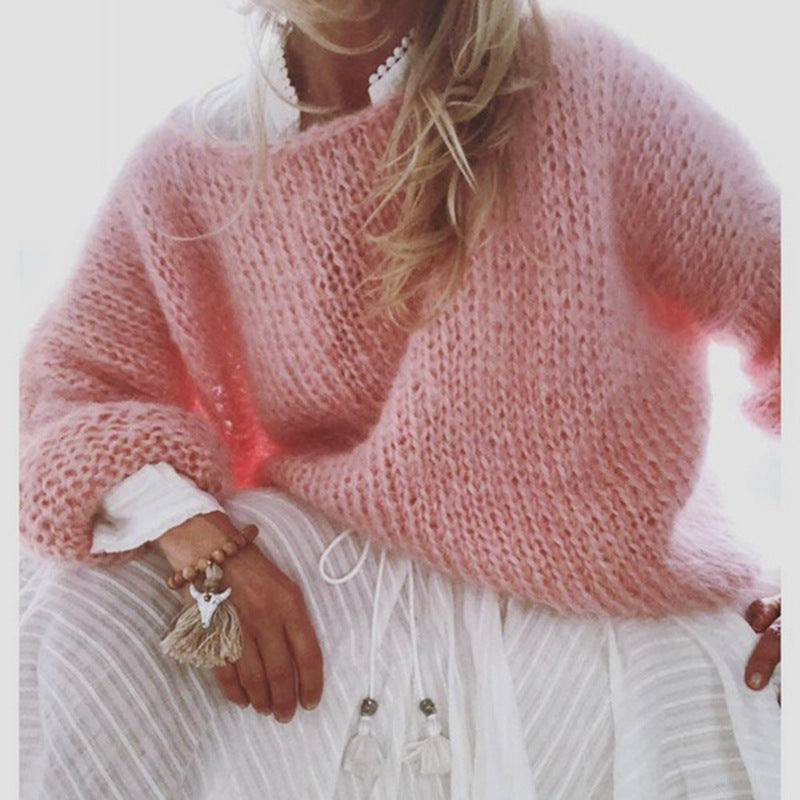 Women's Fuzzy Knit Off-the-Shoulder Pullover