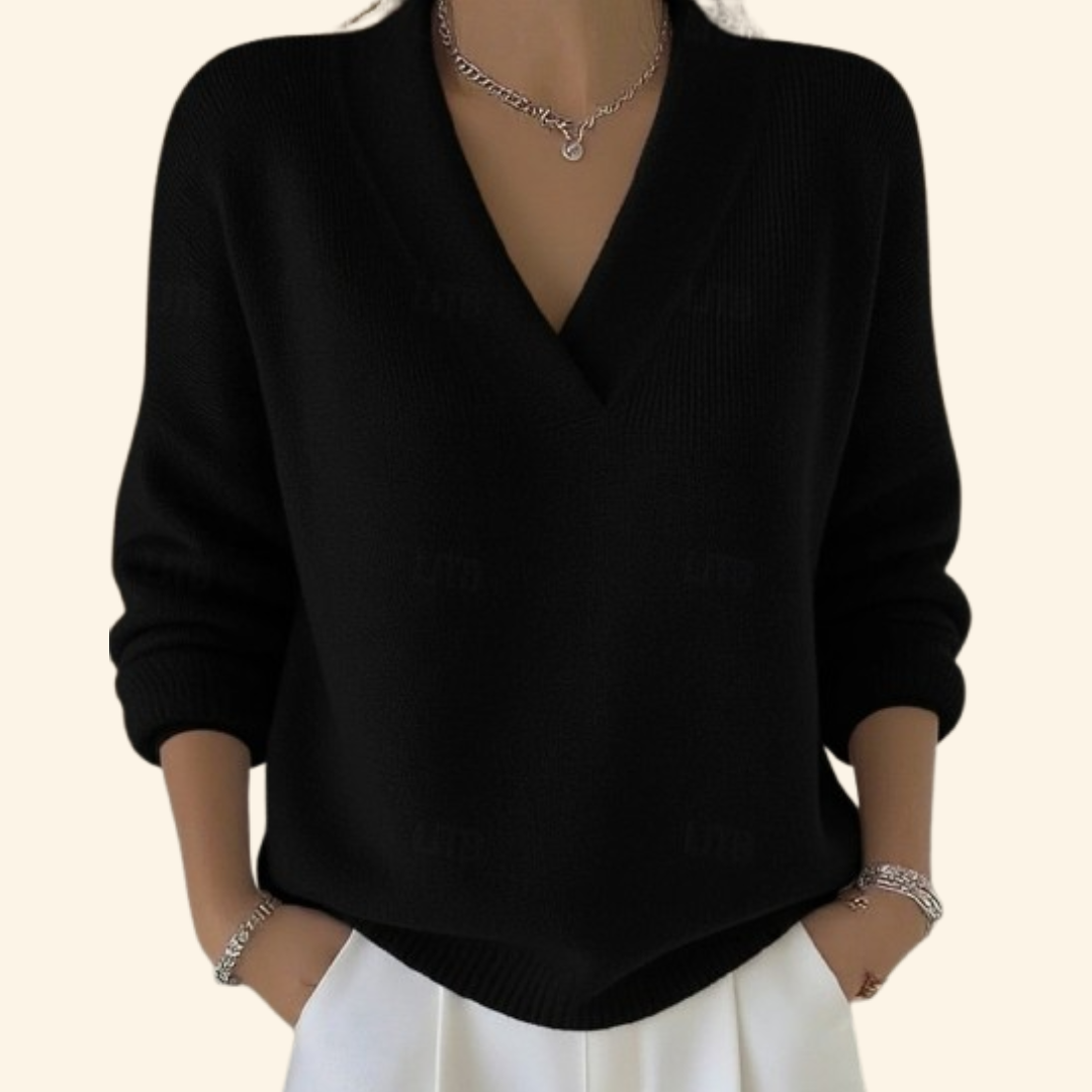 Pullover in maglia con scollo a V e vestibilità comoda da donna