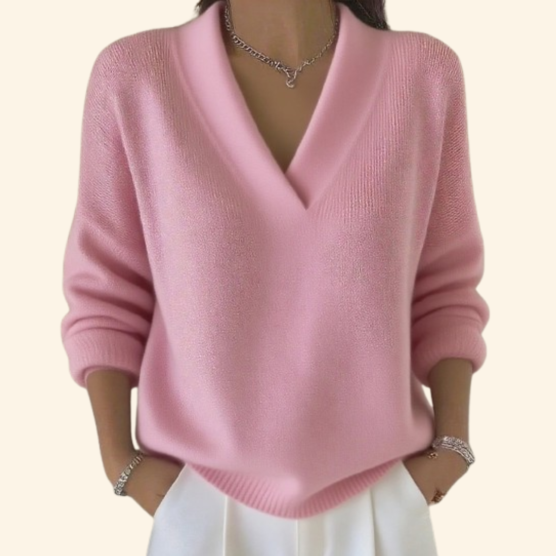 Pullover in maglia con scollo a V e vestibilità comoda da donna
