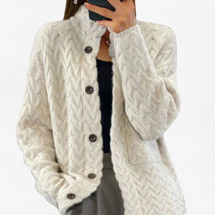 Women's Buttoned Cable-Knit Cardigan