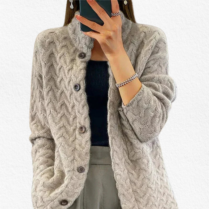 Women's Buttoned Cable-Knit Cardigan