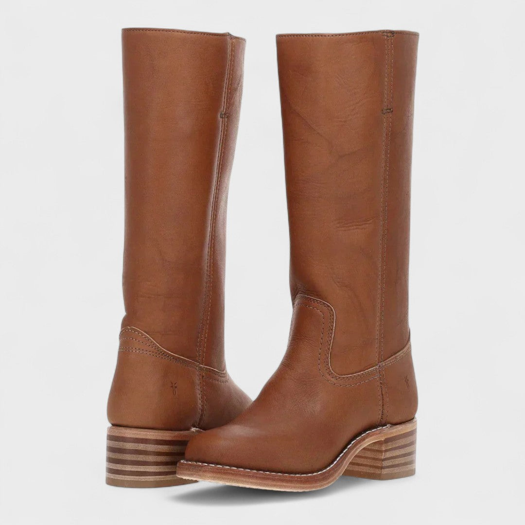 Classic Western-Style Women's Knee-High Boots with Low Heels