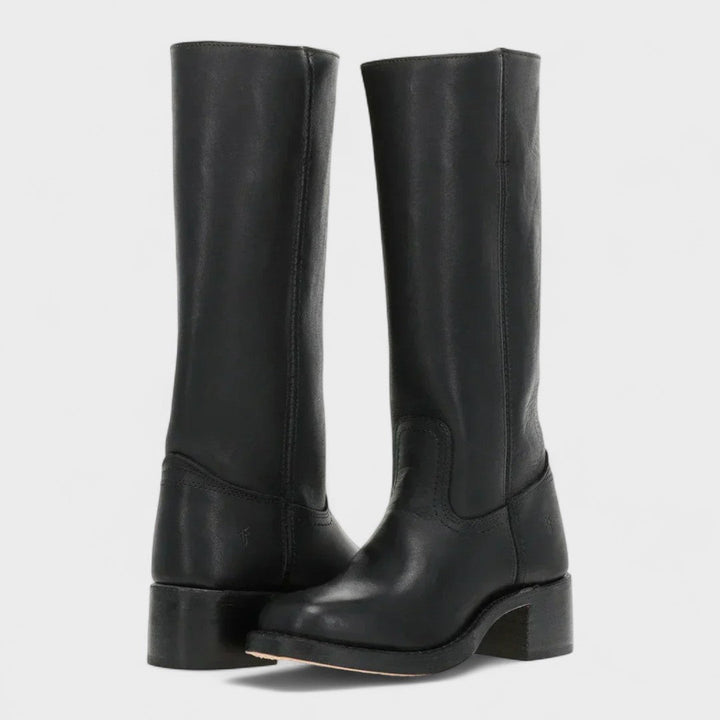 Classic Western-Style Women's Knee-High Boots with Low Heels