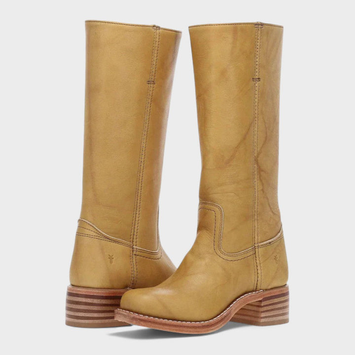 Classic Western-Style Women's Knee-High Boots with Low Heels