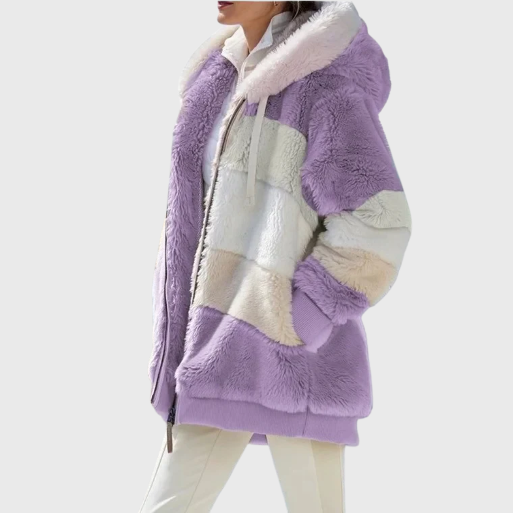 Women's Color-Block Hooded Fleece Jacket