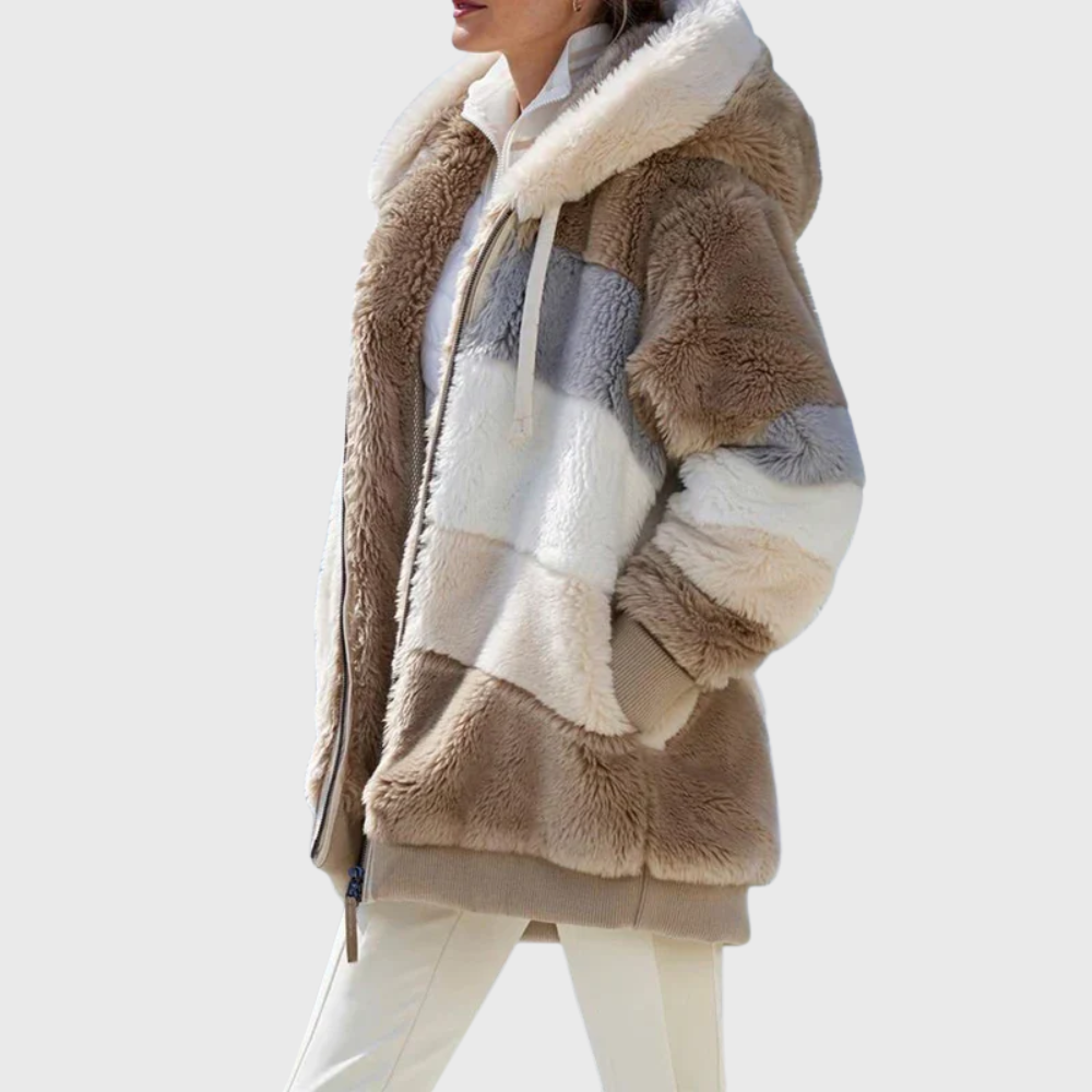 Women's Color-Block Hooded Fleece Jacket