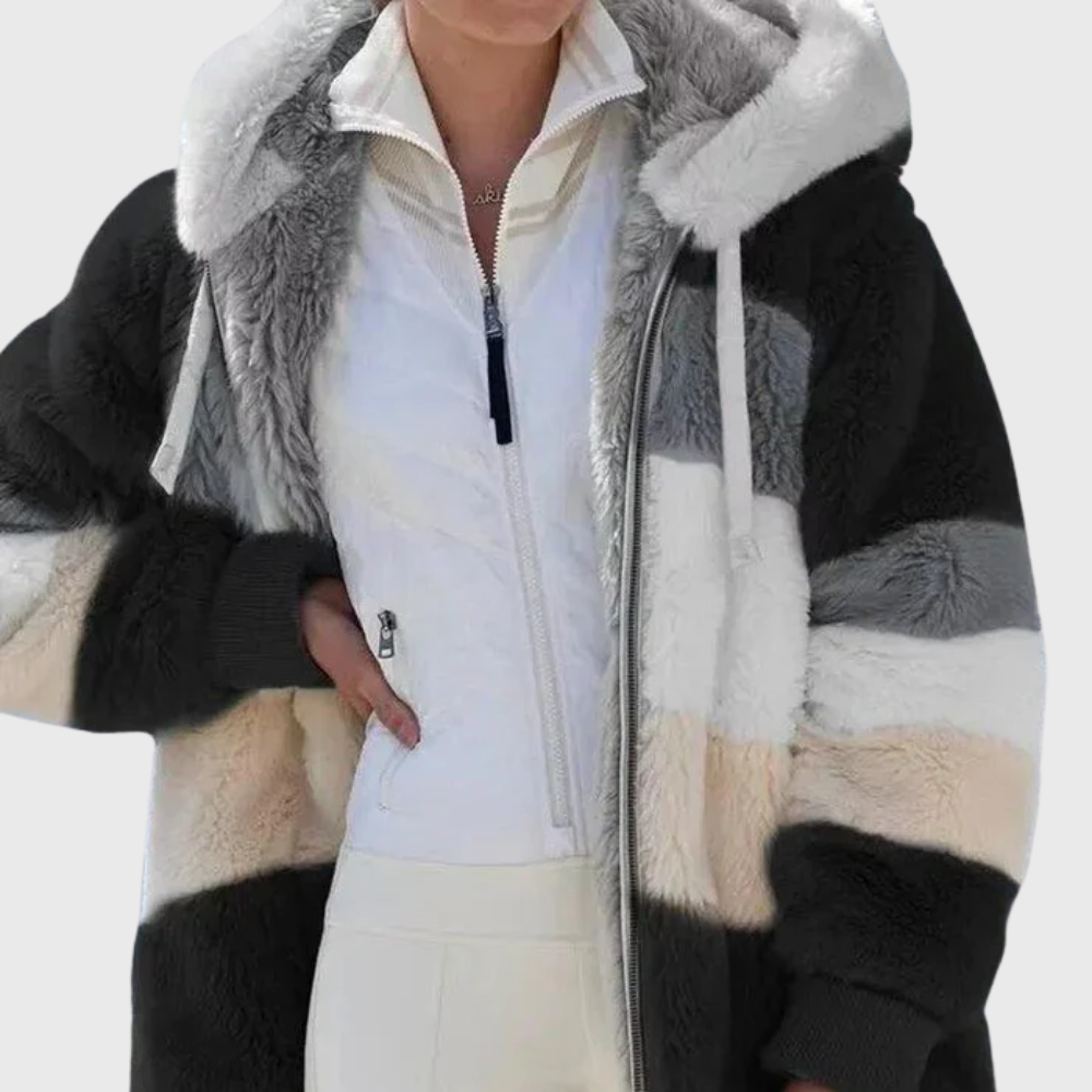 Women's Color-Block Hooded Fleece Jacket