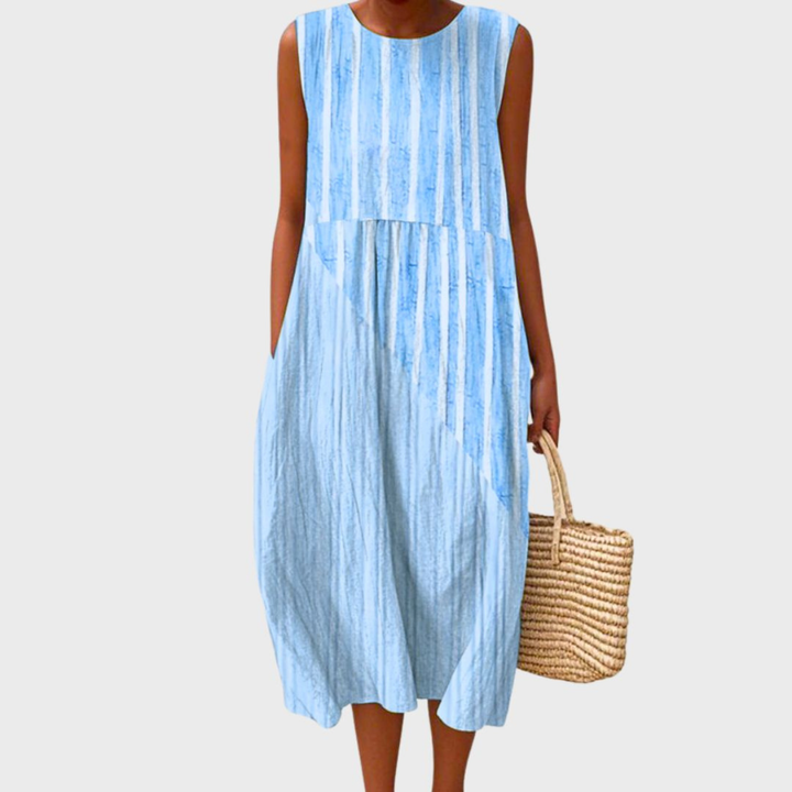 Robe Midi Lin Carreaux Femme Été