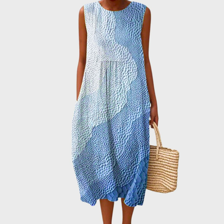 Robe Midi Lin Carreaux Femme Été