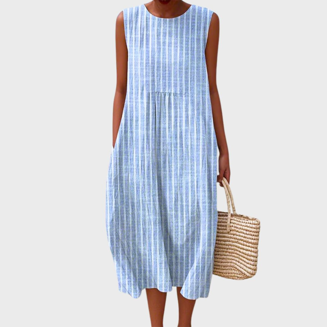 Robe Midi Lin Carreaux Femme Été
