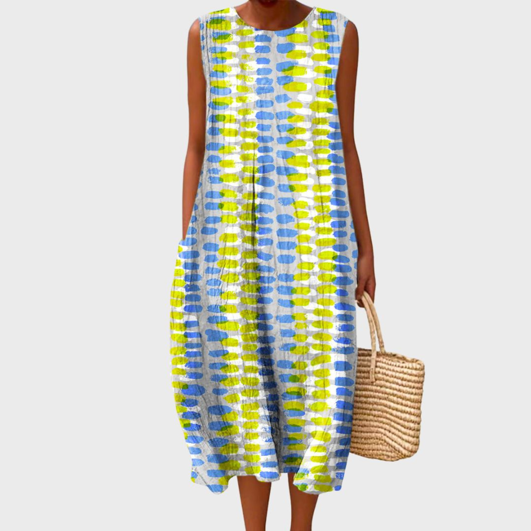 Robe Midi Lin Carreaux Femme Été