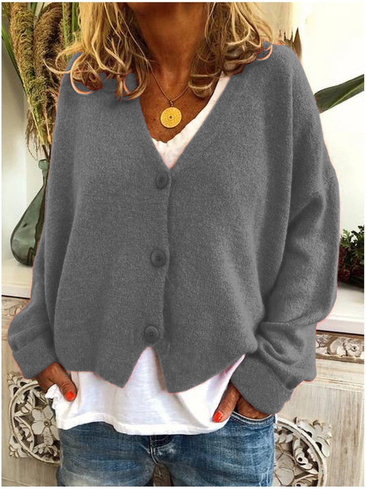 Women's Relaxed-Fit V-Neck Button-Down Cardigan