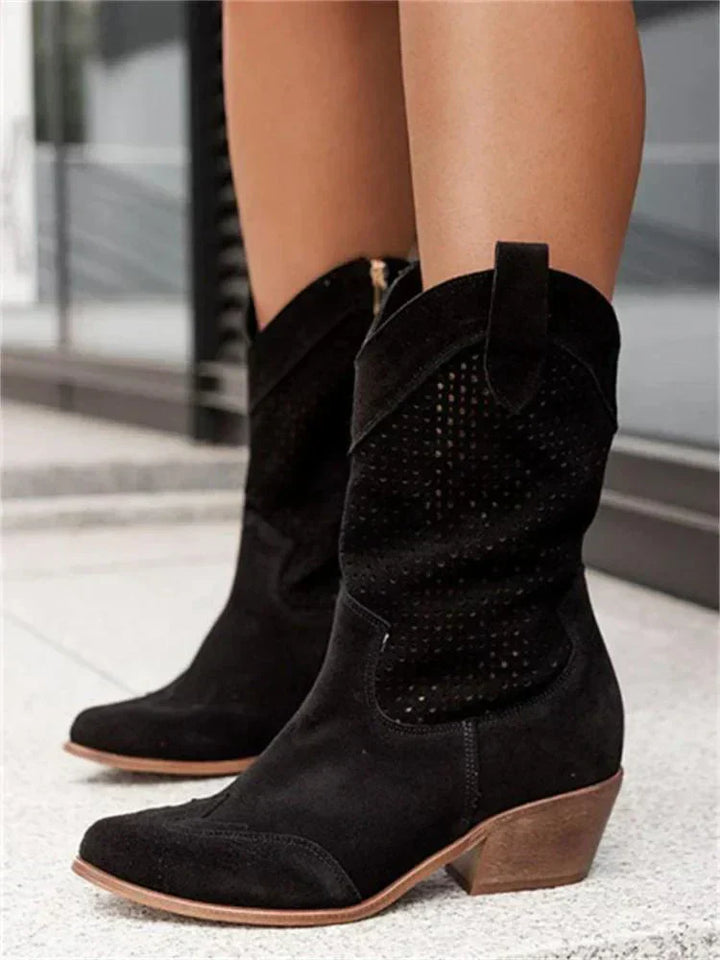 Bottes Western Pour Femme D'inspiration Cowboy à Talon Moyen