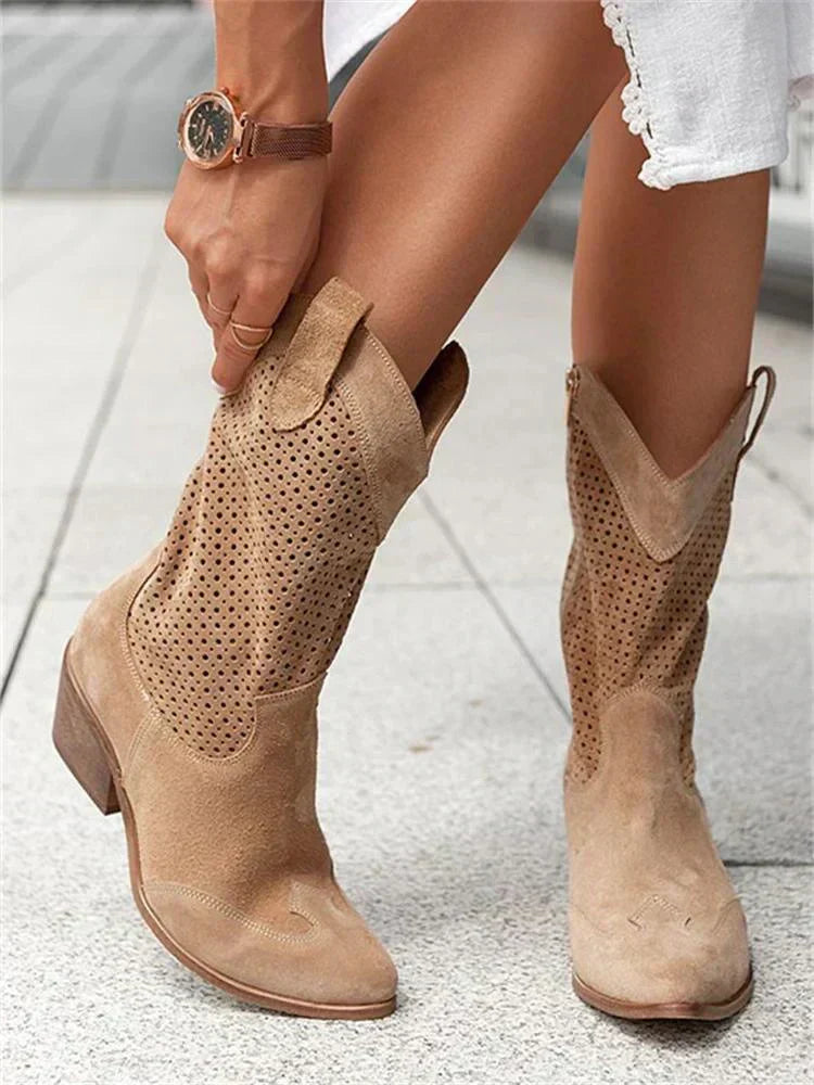 Bottes Western Pour Femme D'inspiration Cowboy à Talon Moyen