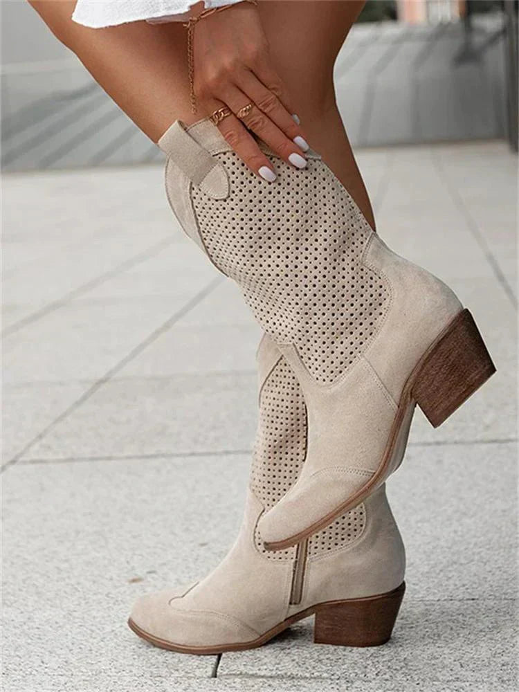 Bottes Western Pour Femme D'inspiration Cowboy à Talon Moyen