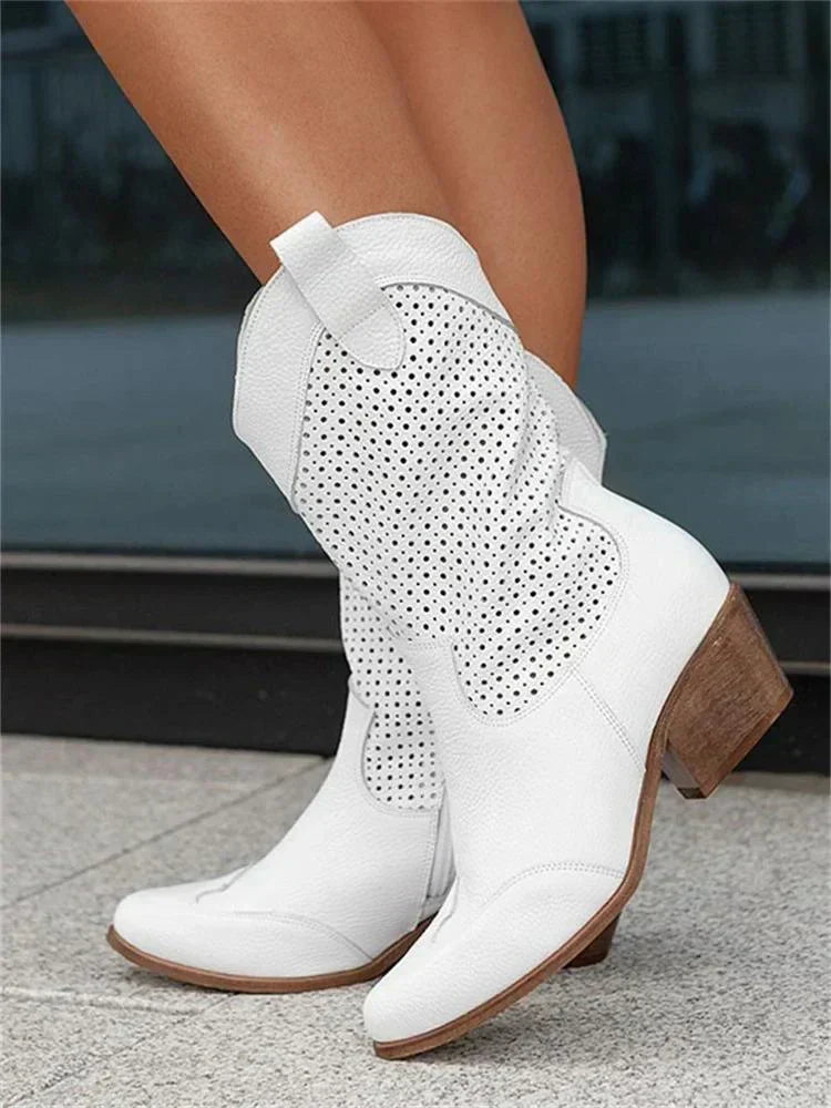 Bottes Western Pour Femme D'inspiration Cowboy à Talon Moyen
