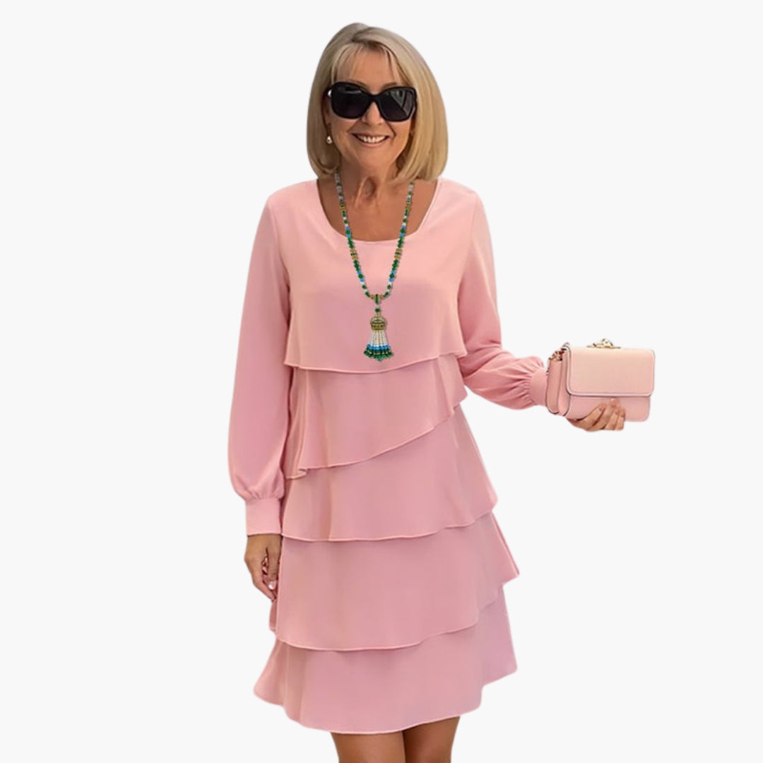 Robe Femme Jupe Superposée Manches Longues