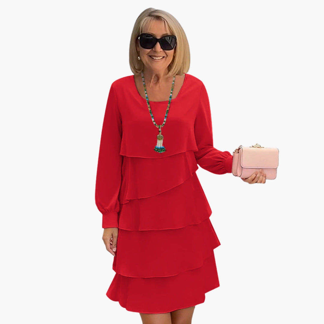 Robe Femme Jupe Superposée Manches Longues
