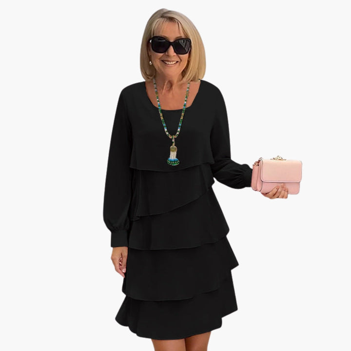 Robe Femme Jupe Superposée Manches Longues
