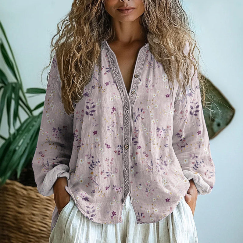 Blouse Fleurie Femme Col V Style Bohème