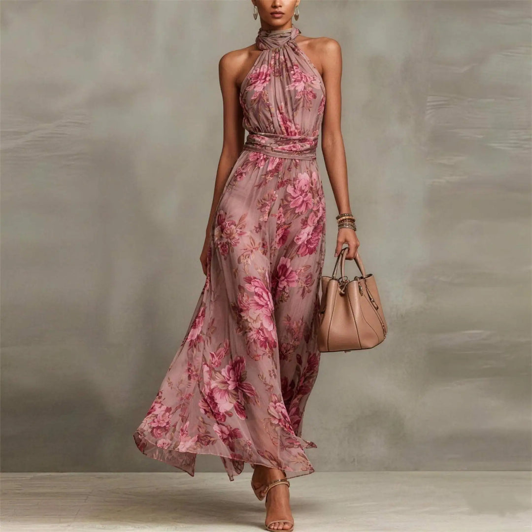 Robe Longue Femme Col Cache-Cœur Floral