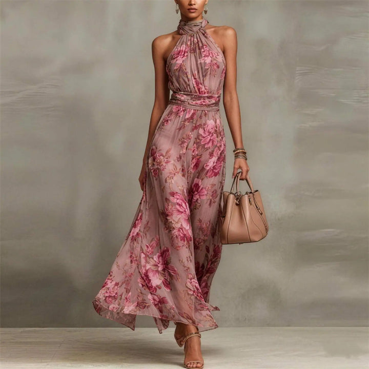 Robe Longue Femme Col Cache-Cœur Floral