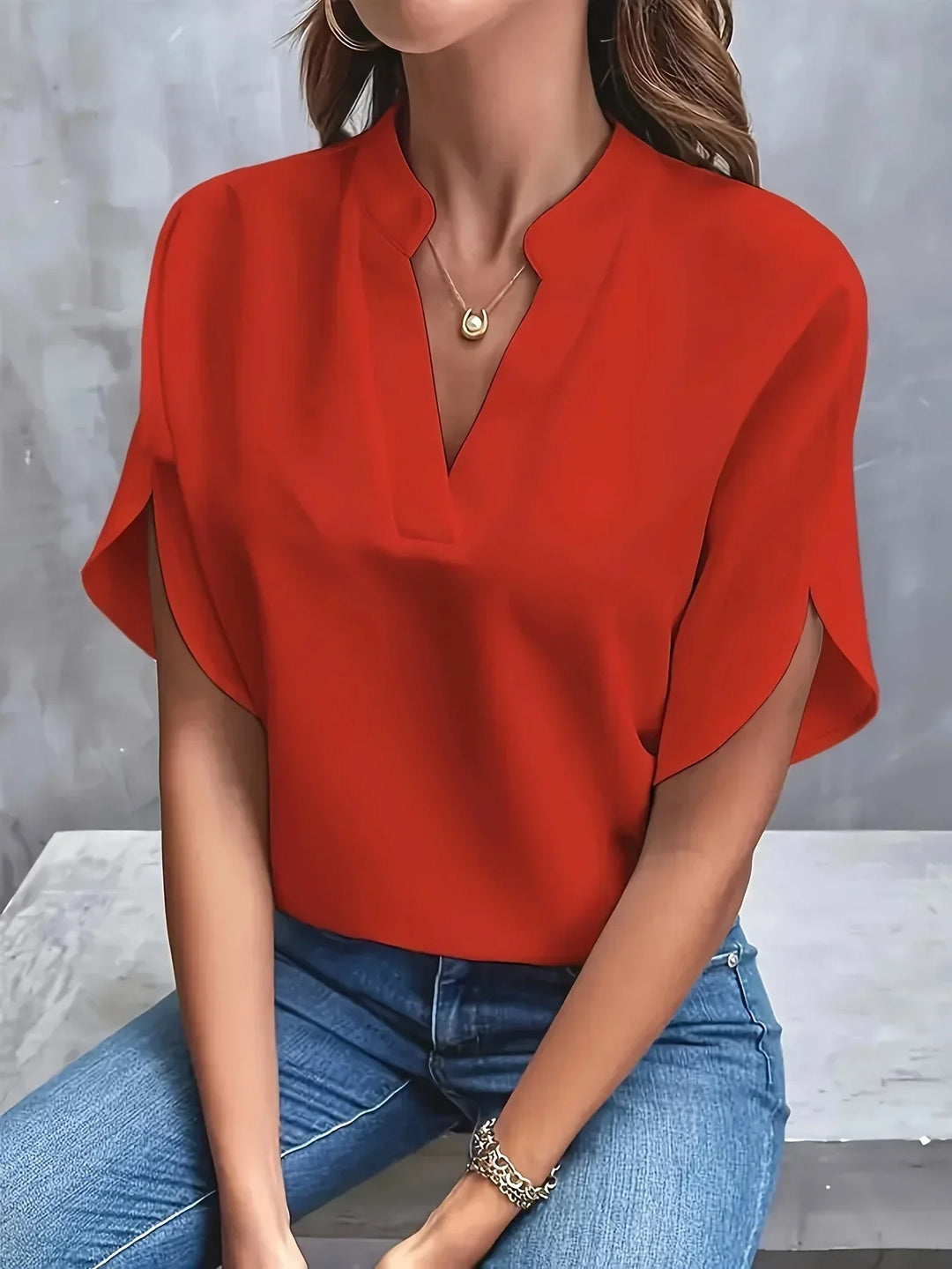 Blouse Col V Femme Manches Courtes