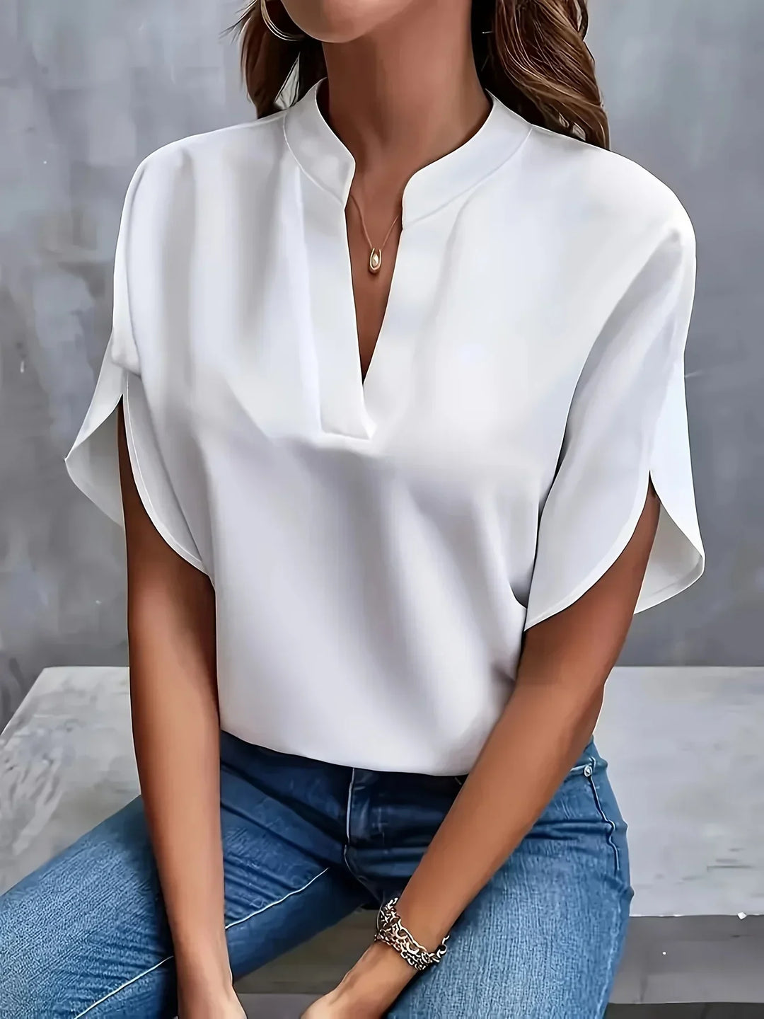 Blouse Col V Femme Manches Courtes