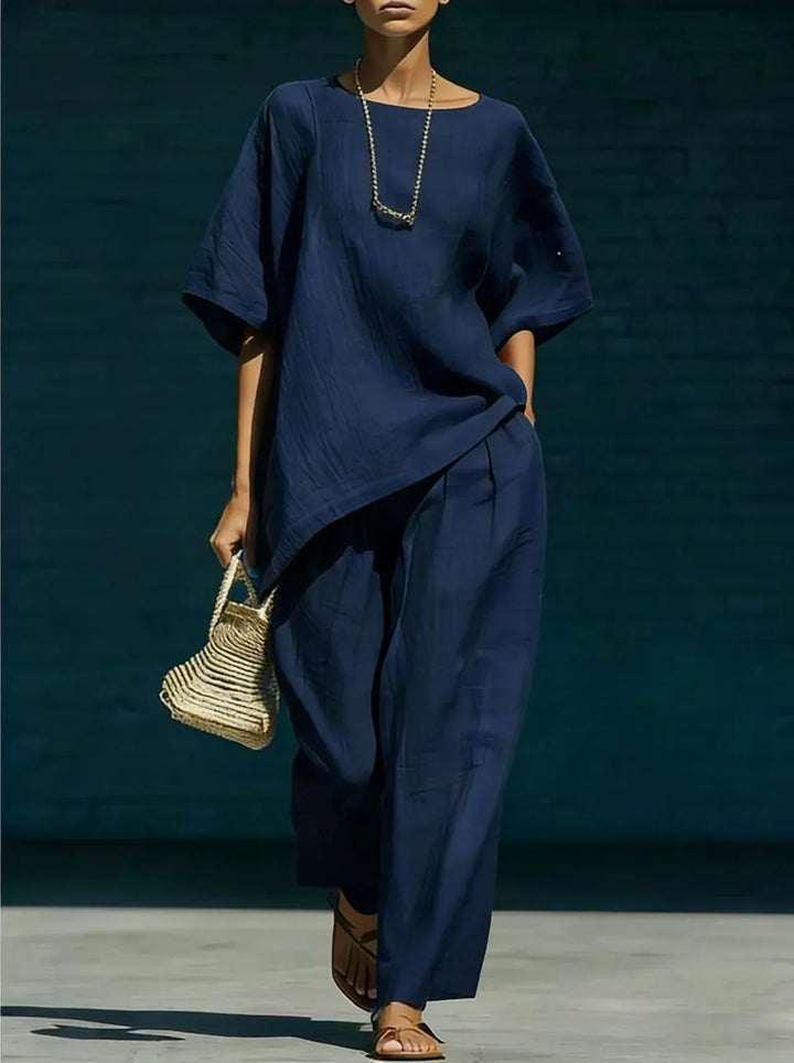 Asymmetrical Tunic and Pants Set for Women
