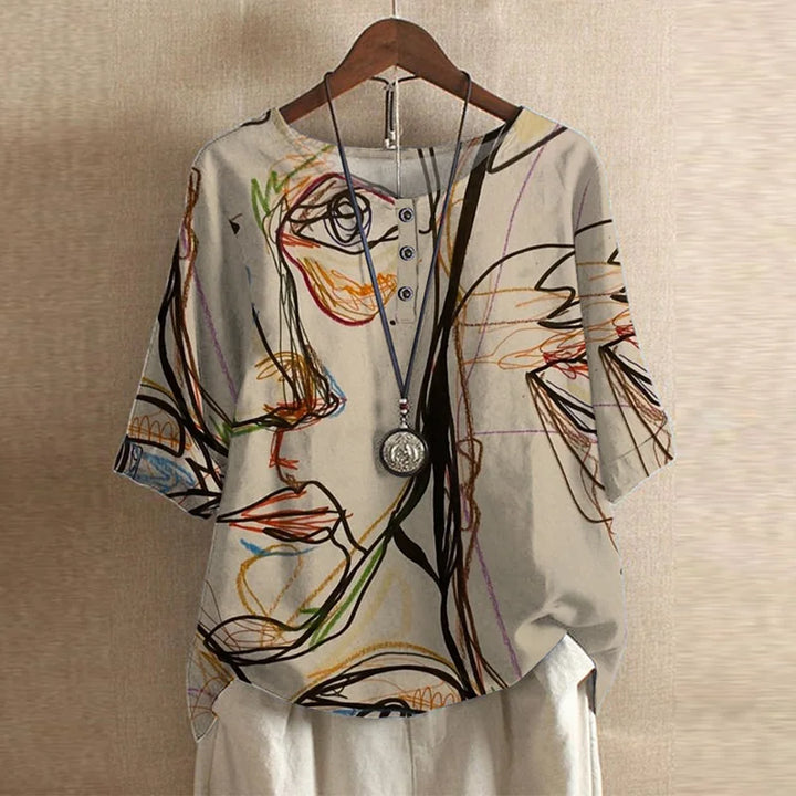 Blouse Bohème Fluide Femme Imprimé Artistique