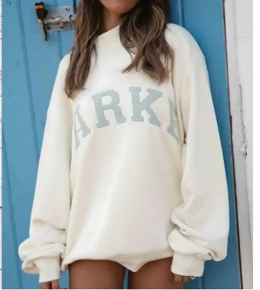 Sweat Oversize Graphique Femme Manches Longues