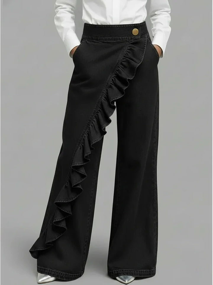 Jean Femme Asymétrique Jambes Larges Vintage