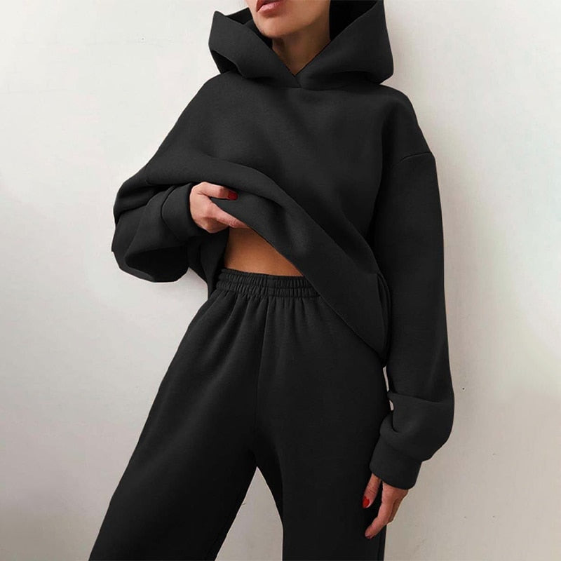 Conjunto de dos piezas para mujer: sudadera con capucha y pantalón de jogging
