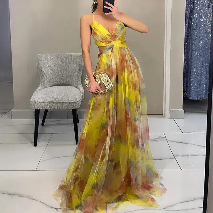 Robe de Soirée Femme Col V Fluide