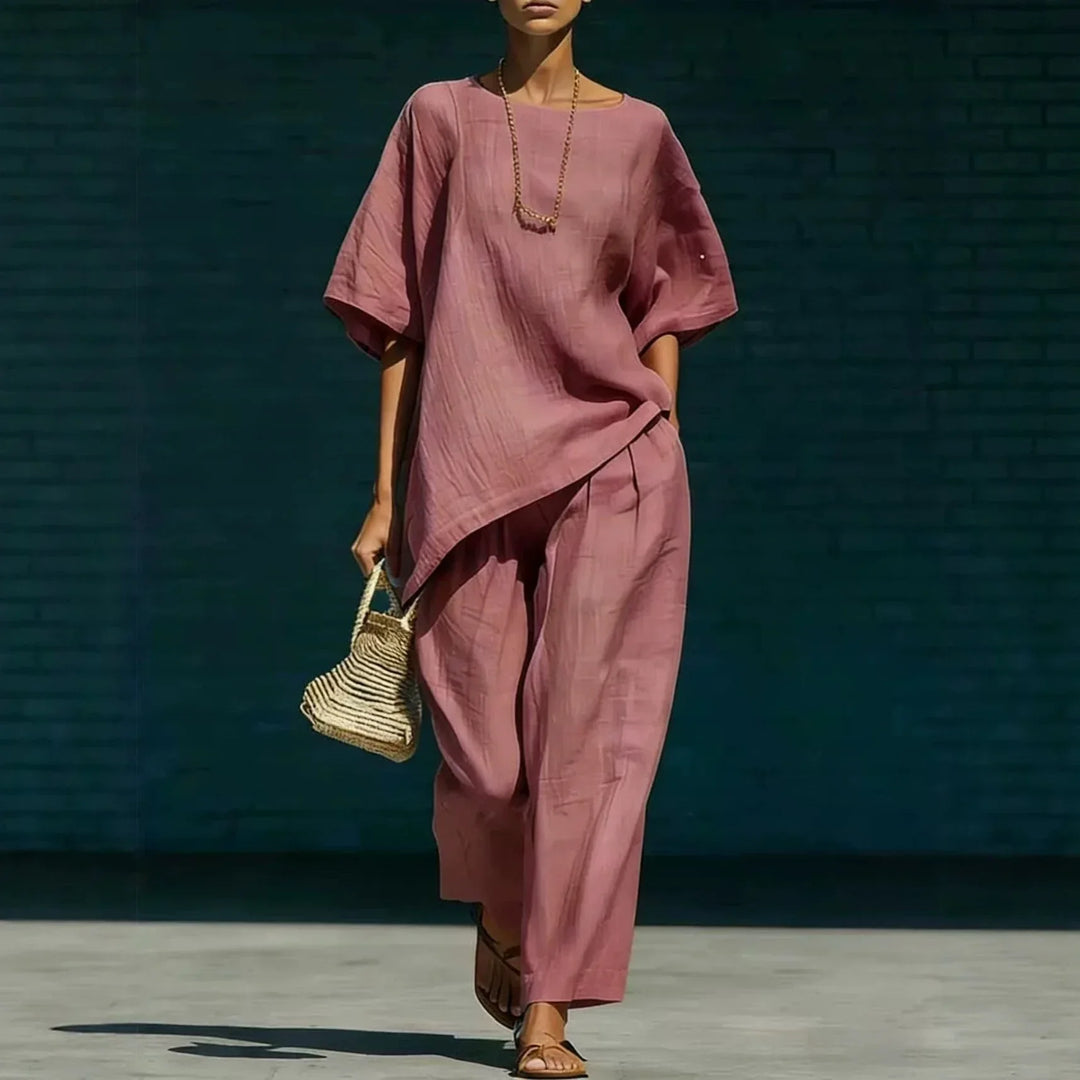 Asymmetrical Tunic and Pants Set for Women