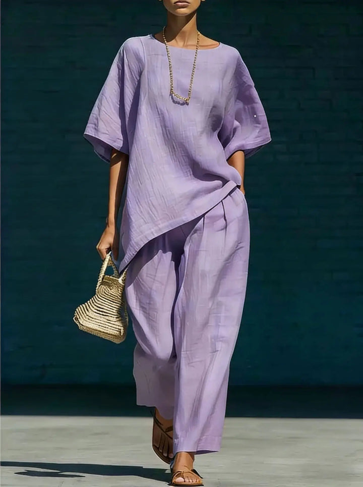 Asymmetrical Tunic and Pants Set for Women