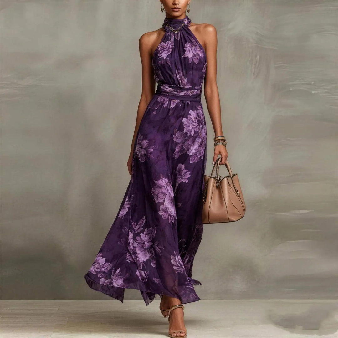 Robe Longue Femme Col Cache-Cœur Floral