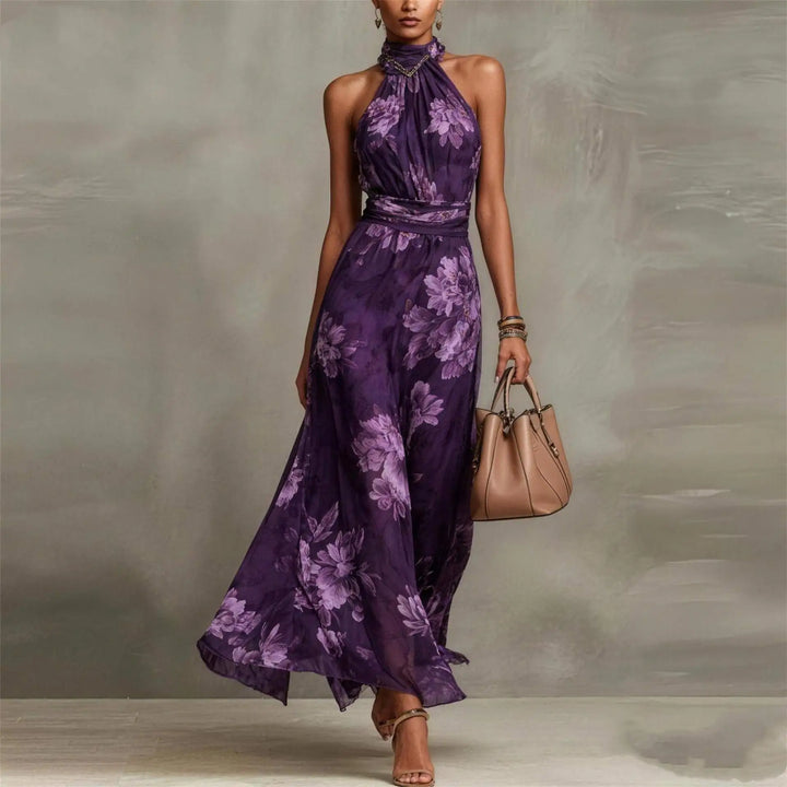 Robe Longue Femme Col Cache-Cœur Floral
