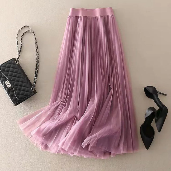 Women's High-Waisted Pleated Maxi Skirt