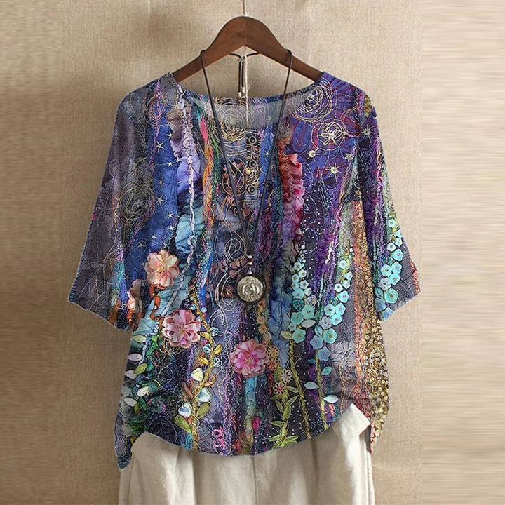 Blouse Bohème Fluide Femme Imprimé Artistique