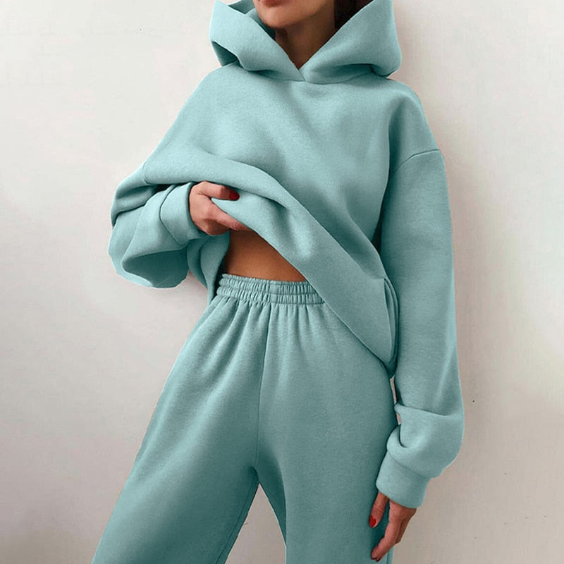 Conjunto de dos piezas para mujer: sudadera con capucha y pantalón de jogging