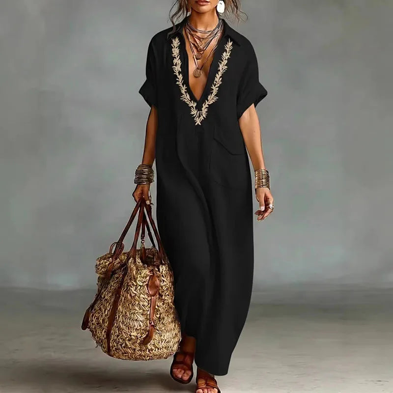 Robe Maxi Bohème Femme Décolleté V Imprimée