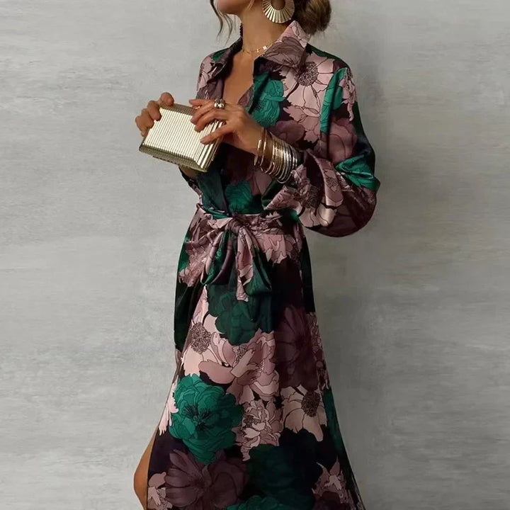 Robe Maxi Fleurie Femme Ceinturée Soirée