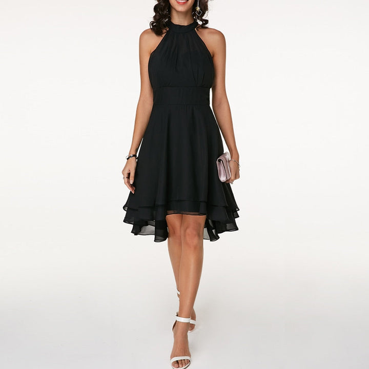 Robe Courte Femme Col Halter Fluide Soirée