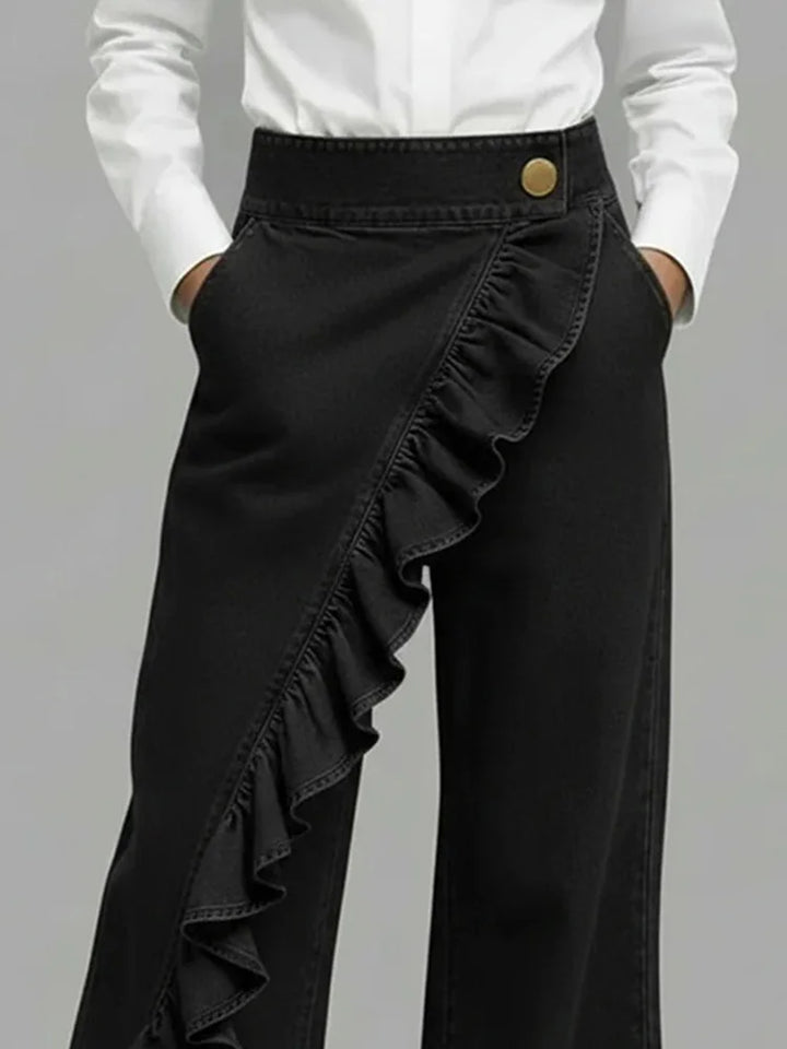 Jean Femme Asymétrique Jambes Larges Vintage