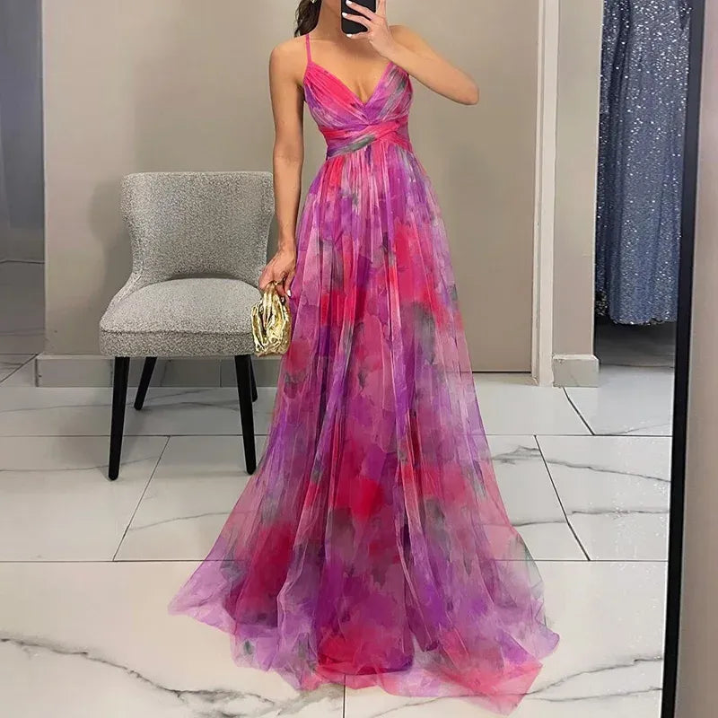 Robe de Soirée Femme Col V Fluide
