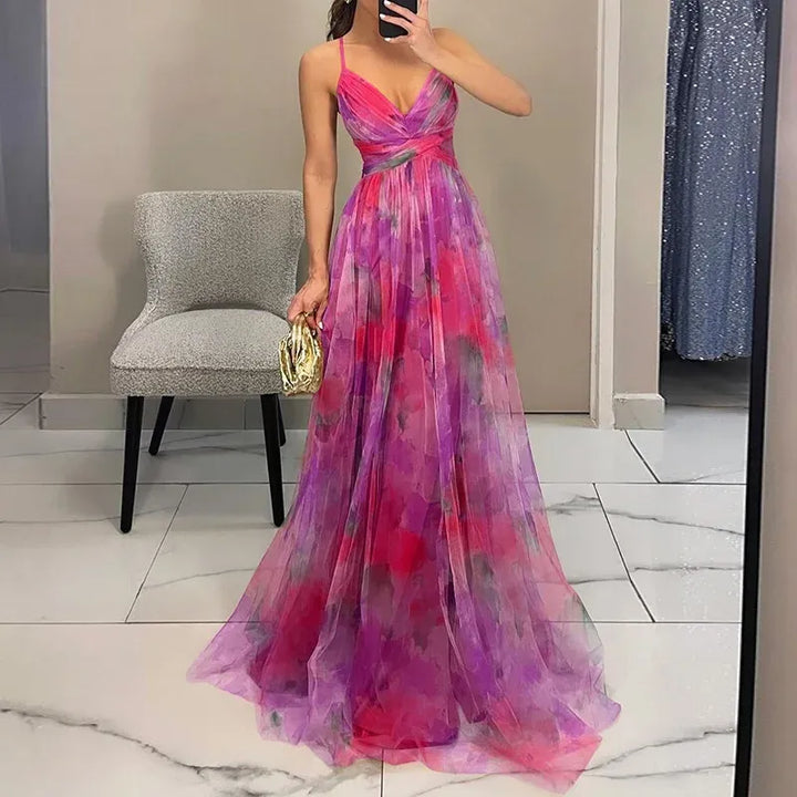 Robe de Soirée Femme Col V Fluide