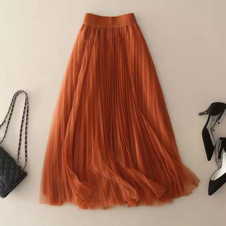 Women's High-Waisted Pleated Maxi Skirt