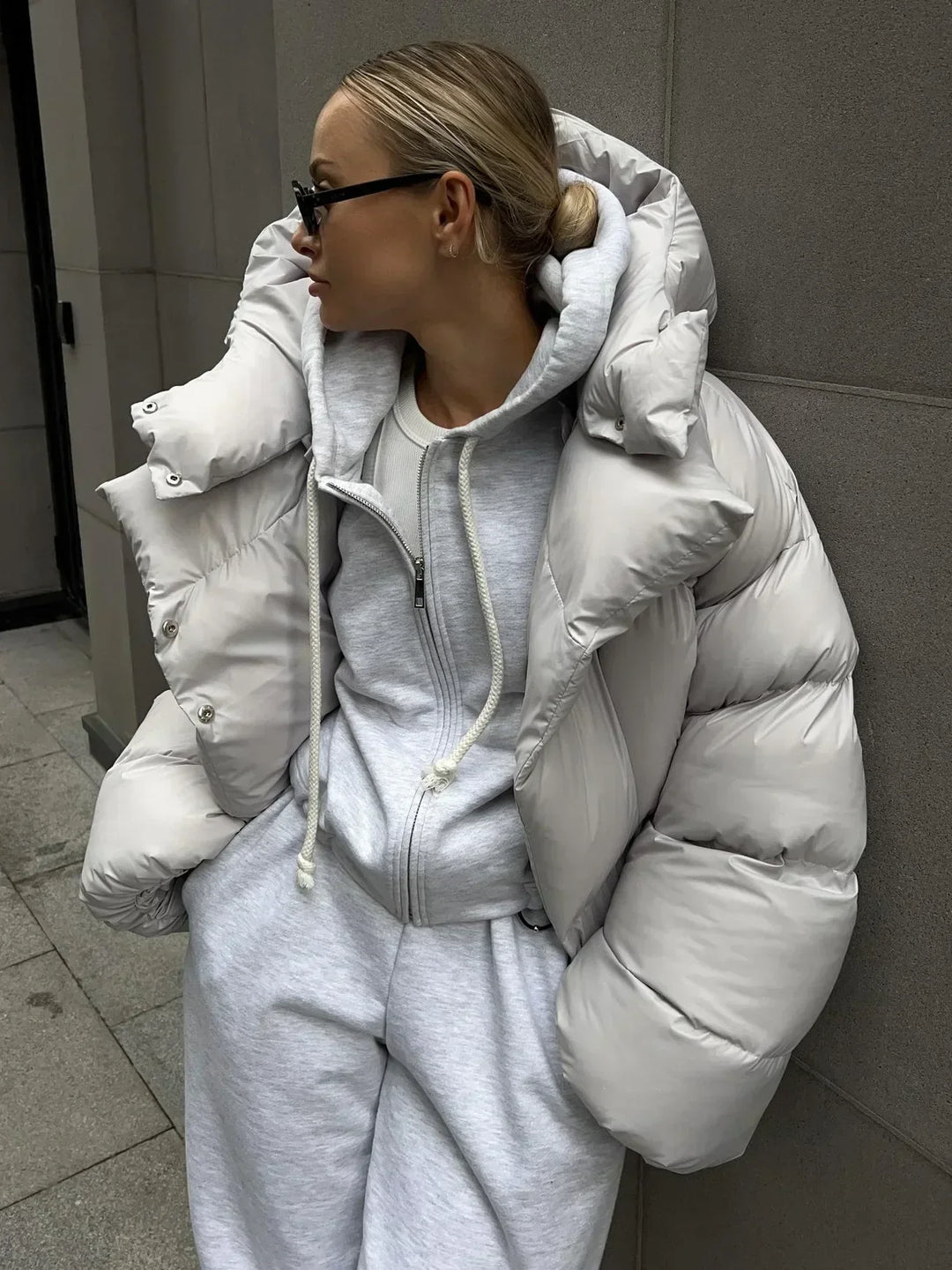 Doudoune Matelassée D'hiver Pour Femme Coupe Oversize Avec Capuche